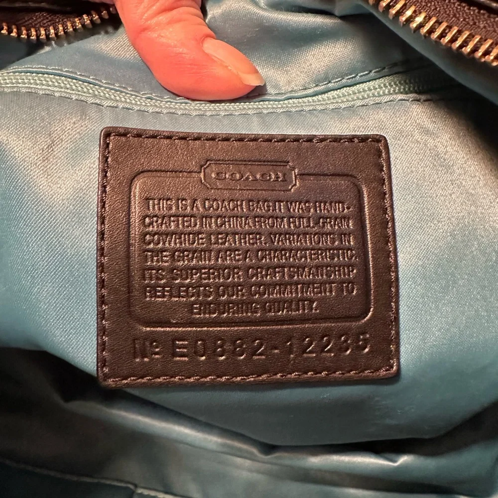 Coach Black Leather Hobo with Blue and Green Scarf Accent